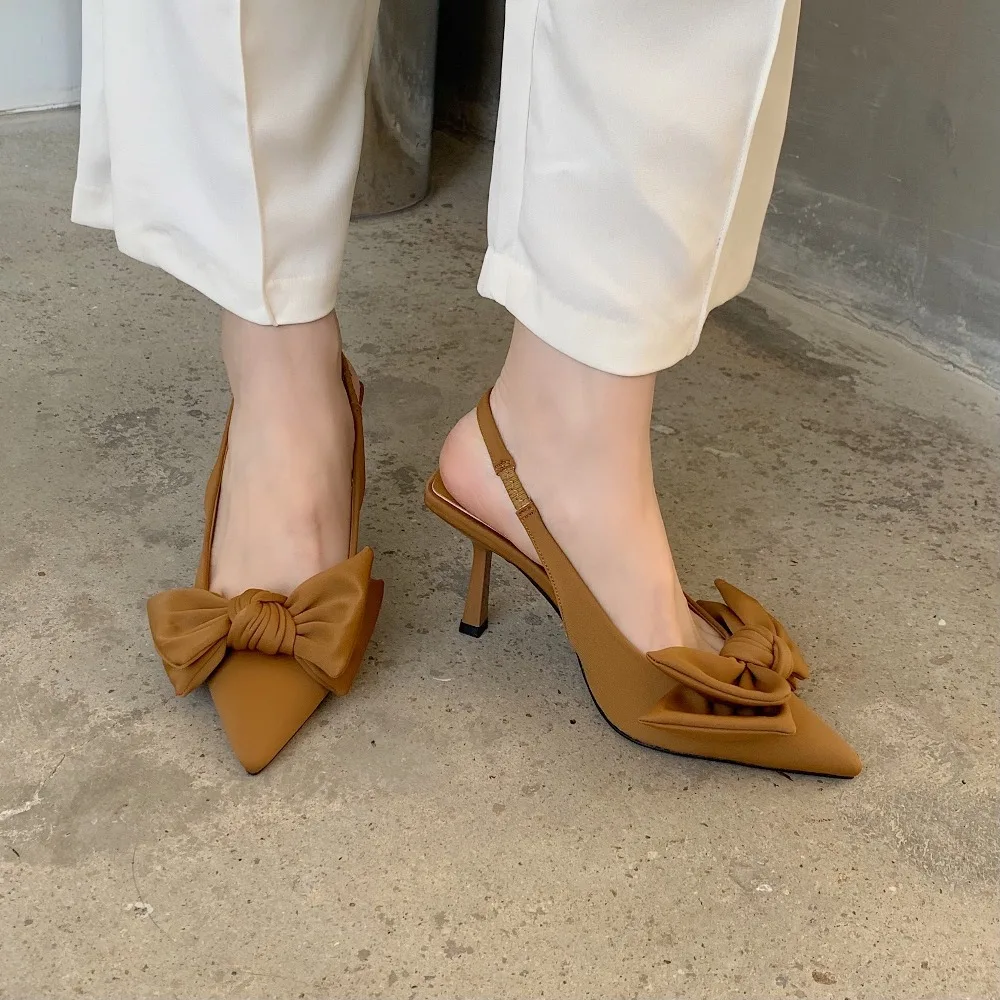 2026 Sommer Neue Koreanische Mode Spitze Sandalen mit Schmetterlingsschleife und Hohem Absatz für Damen