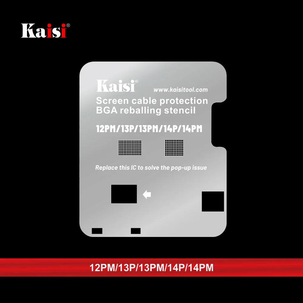 Kaisi LCD 디스플레이 IC BGA 리볼링 스텐실, 아이폰 11 12 13 14PM 터치 스크린 플렉스 칩 광택제 제거 보호 템플릿