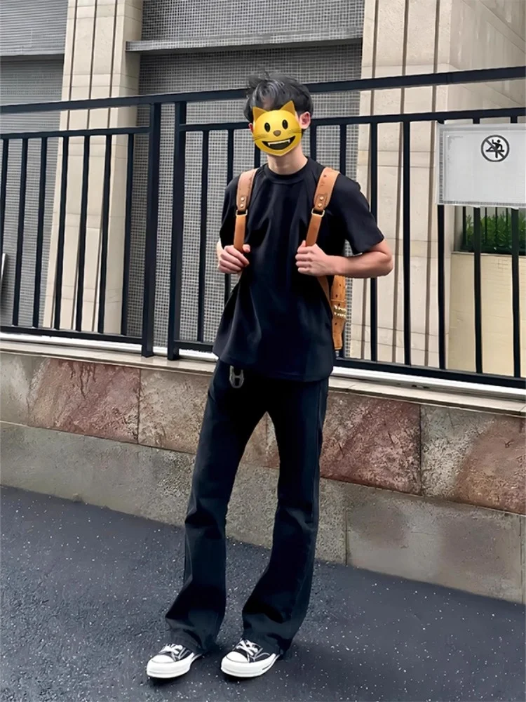 

Джинсы Bla Knife, мужские модные брюки High Street Vibe, утягивающие брюки со средней посадкой, повседневные дышащие свободные прямые брюки