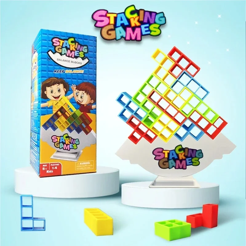 Children's Russian Tetris Balance Stacking Game, 16/32/48 Stackable Blocks, Early Education Educational Toy for Toddlers to Develop Hand-Eye Coordination, Suitable for Birthdays, Travel Souvenirs, Graduation, Parties, Christmas, Valentine's Day, Spring Festival, Father's Day, Mother's Day, Teacher's Day, New Year's Day, Qixi Festival, Halloween, Easter, National Day, Children's Day, Suitable as Toy Gifts for Boys and Girls