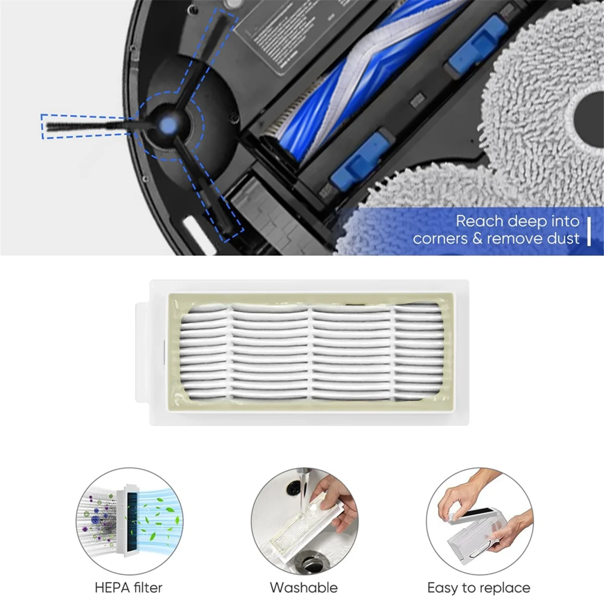 For T30S Robot Vacuum Cleaner Main Side Brush Hepa Filter Mop Cloth Dust Bags Replacement Parts