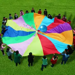 Hot Diameter 2m 3m Rainbow Parachute Toys Jump Bag Kid Sports Development Outdoor Umbrella Parachute Toy Bounce Play Mat