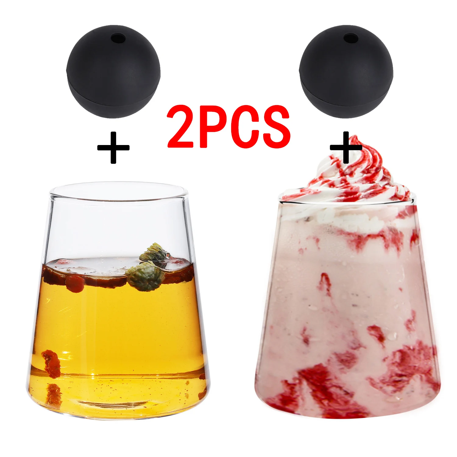 2PCS Creative Mountain Shape Glass Cup With Ball Ice Molds Tea Juice Milk Coffee Mug Glass Drink Cup Japanese Glass Drinkware