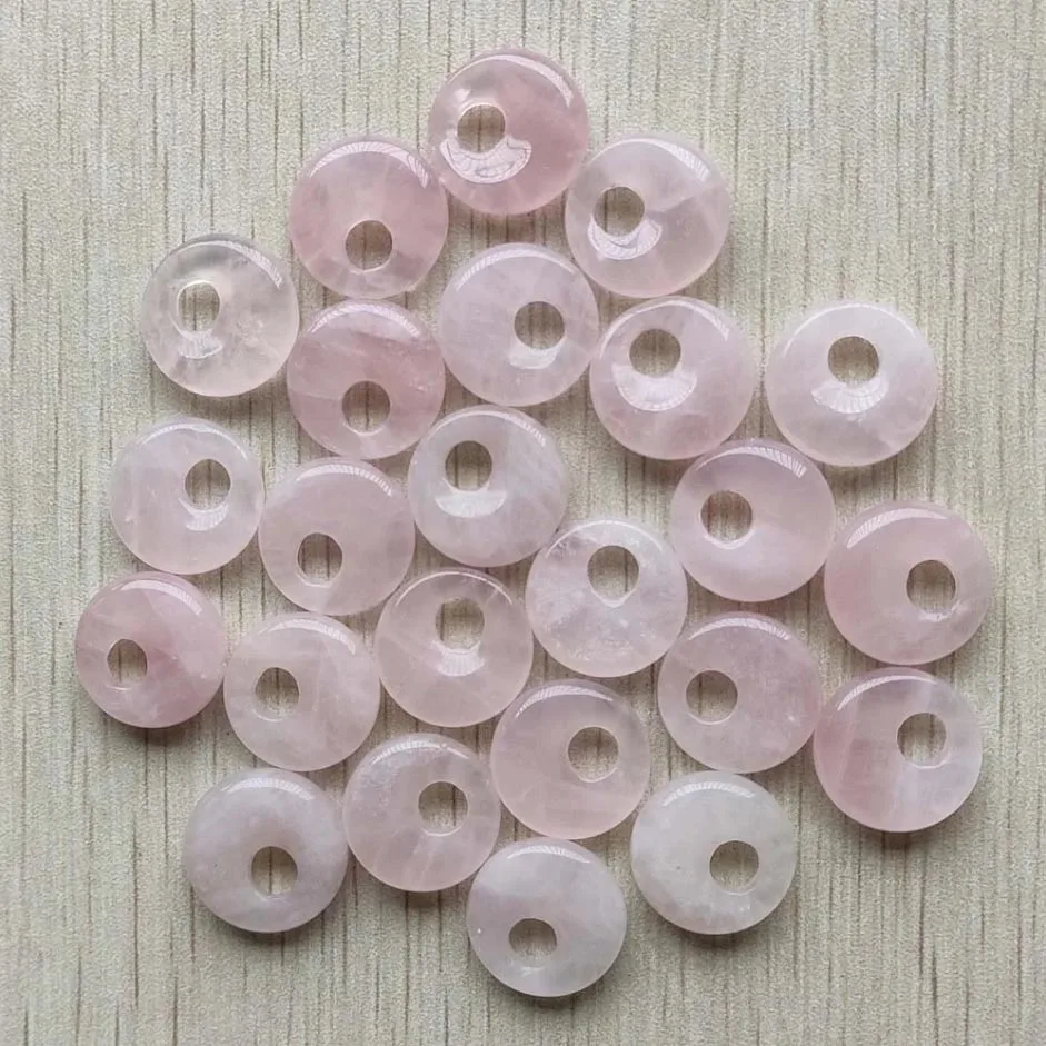 Gogo Donut charms natural  stone mix  pendants beads 18mm for earrings necklaces jewelry making Wholesale 12pcs fast shipping