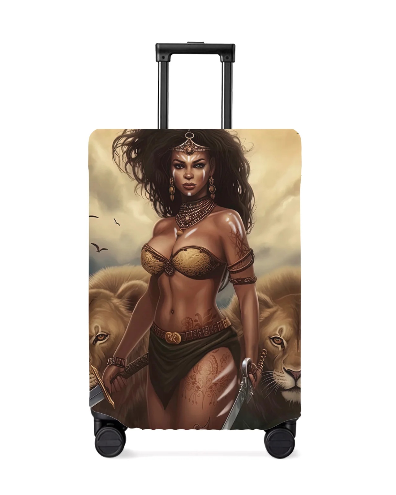 Africano Savanna Mulher Leão Bagagem Capa, Stretch Mala, Protetor de Bagagem, Caso Poeira, Mala de Viagem, 18-32"