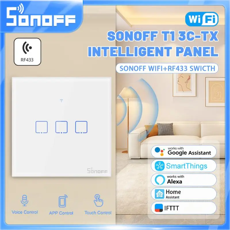 

SONOFF TX Series T1 WiFi RF Smart Switch Timer/rf Remote/App/voice Control Work With Alexa Google Smartthings Home Assistant