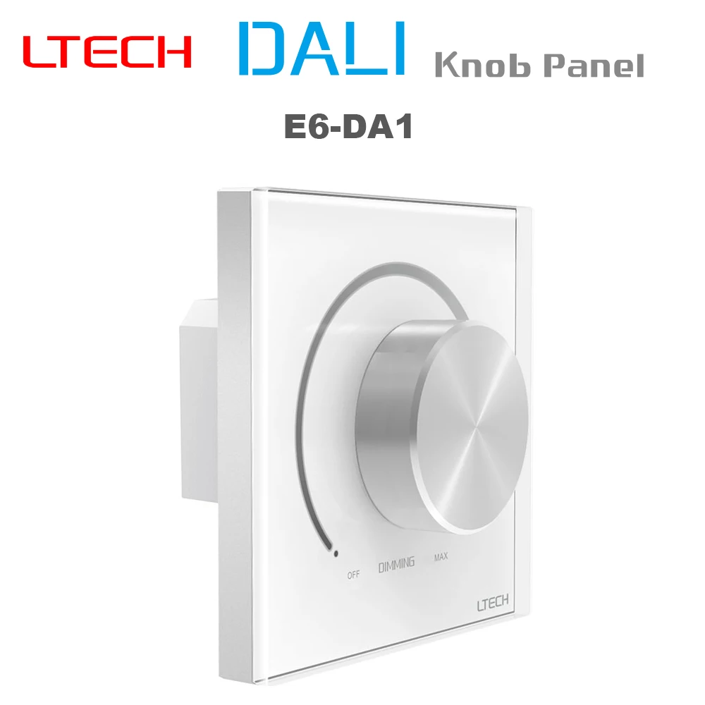 LTECH E6-DA1 Dali Dimmer On/Off Switch Dali Bus Power for COB Lights Led Strip Wall Mount Dimmable 86 Type Knob Panel Controller