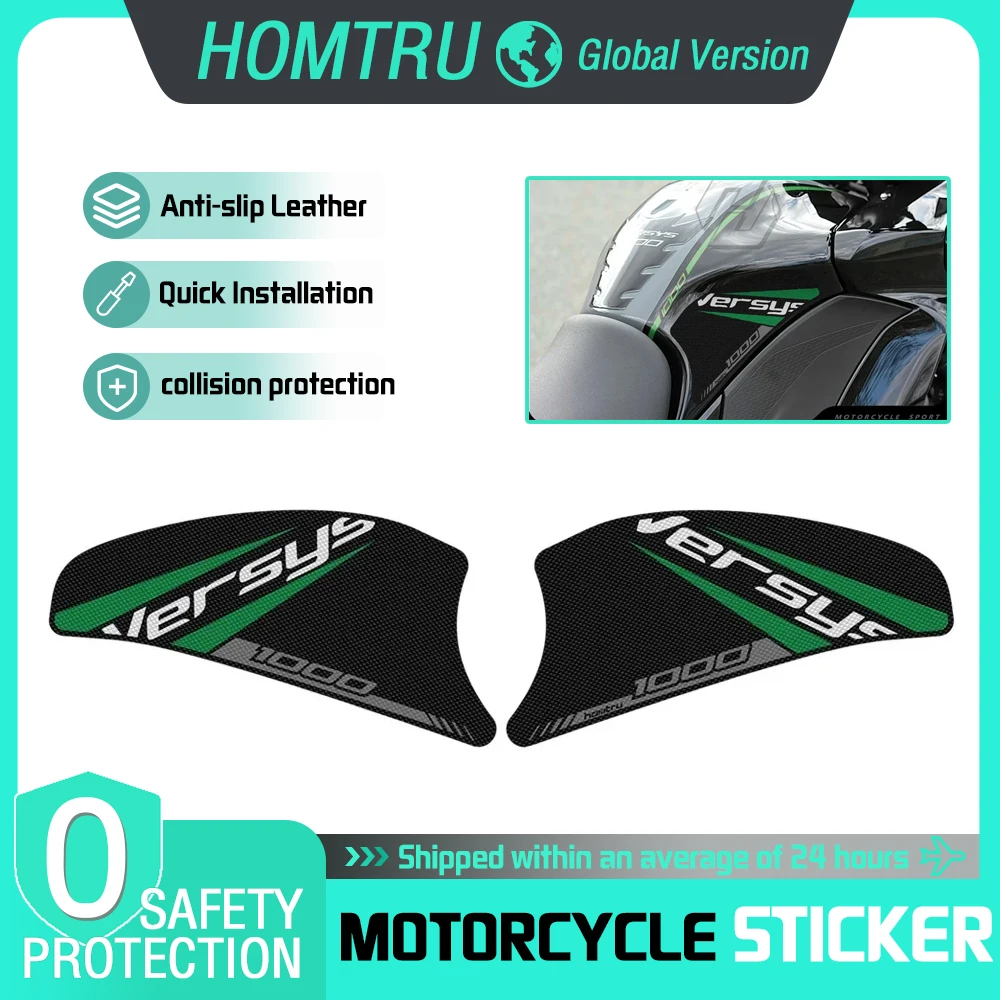 

motorcycle modification side fuel tank pad anti slip and scratch resistant leather sticker For Kawasaki VERSYS 1000 2016-2022