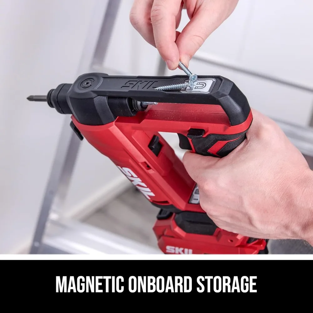 Аккумуляторная дрель 20 В с двусторонней откидной головкой, регулируемым крутящим моментом и встроенным магнитным хранилищем