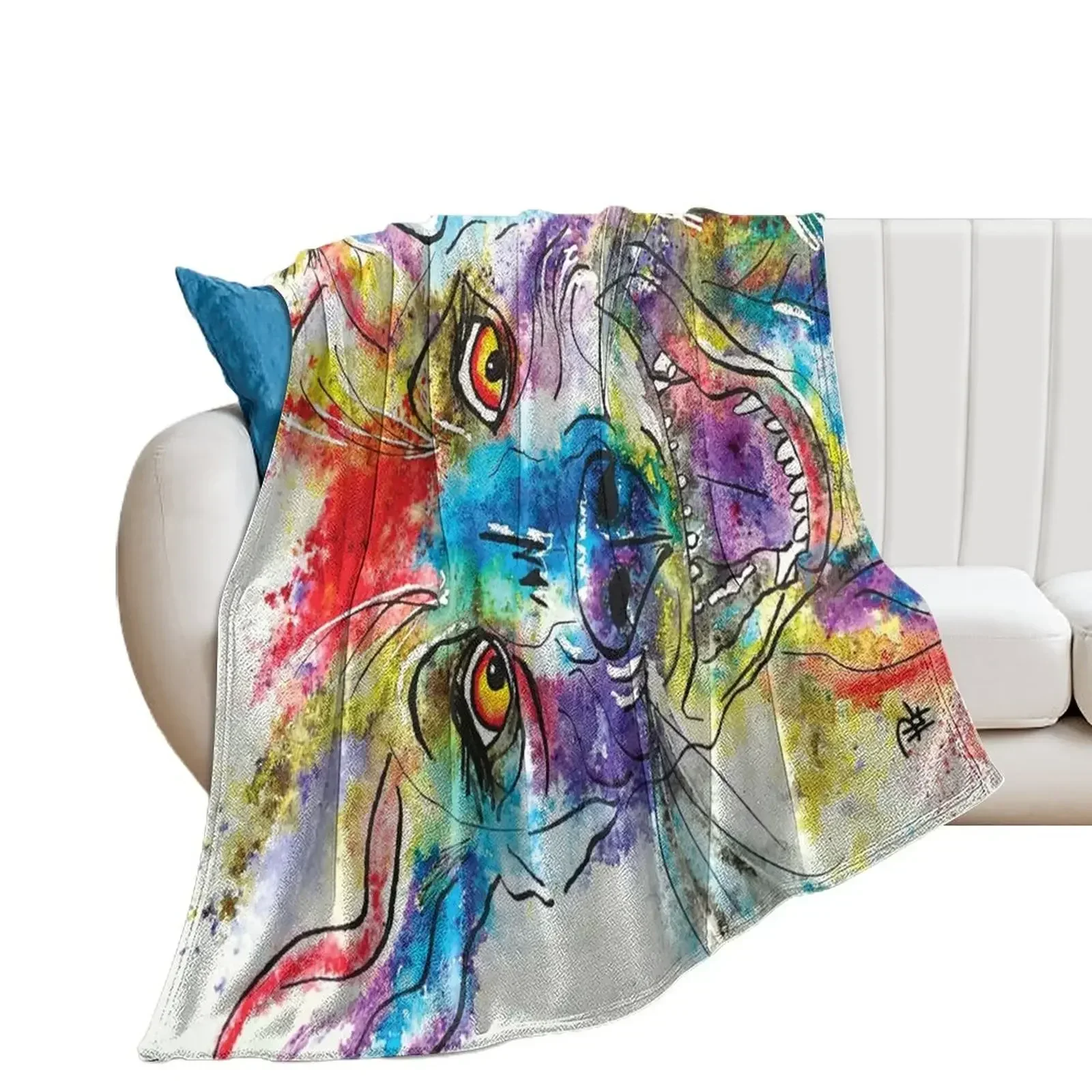 Kooky Kreatures 'Dylan: The Green Dog' Caricature Print — Art by Paquita Throw Blanket Luxury Polar Blankets