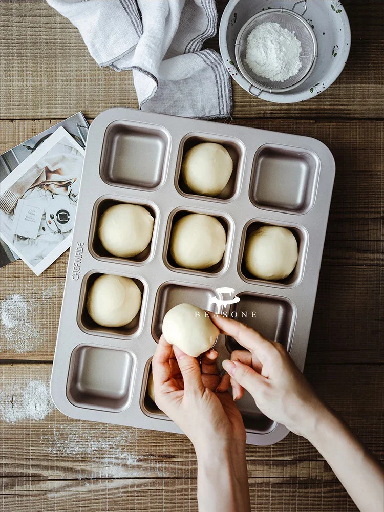 Imagem -06 - Quadrado Papel Copo Bolo Toast Pão Mold 12 Mesmo Mini Pão Rolo Cozimento Cozinha Ferramentas Pastelaria Padaria Acessórios Molde Formas Hamburger