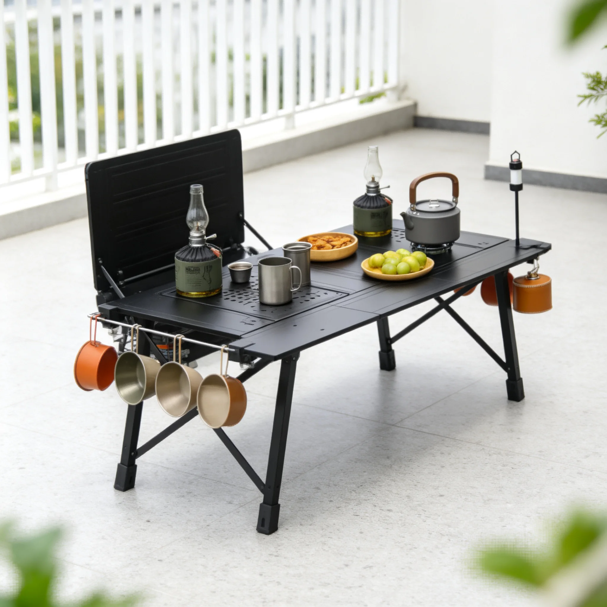 AOLIVIYA Aluminum Alloy Lifting Expandable BBQ Stand Portable Folding Table Picnic Camping Table Outdoor Coffee Tea Table