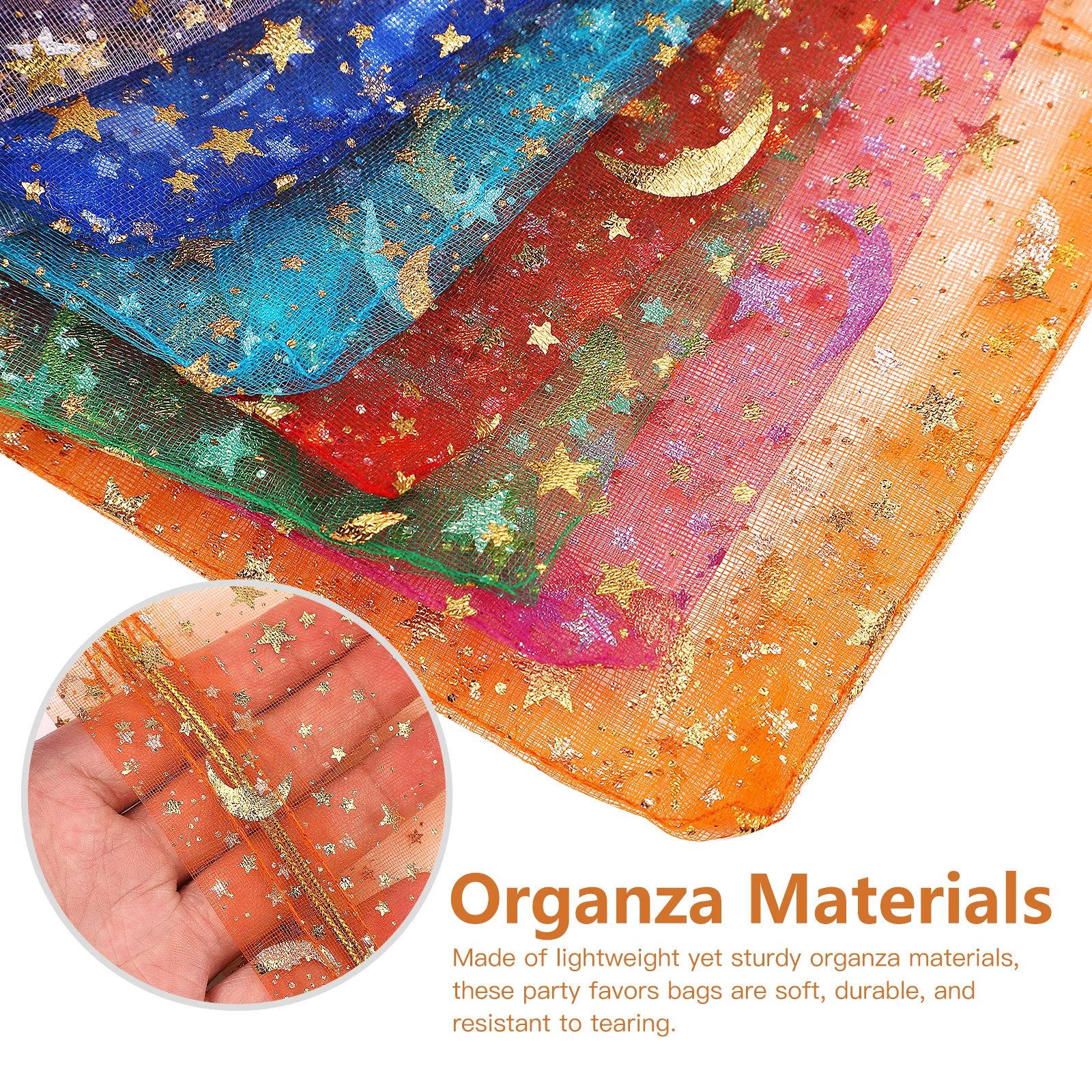 

100Pcs Elegant Star Moon Patterned Organza Bags Versatile Drawstring Pouches for Candies Jewelry Party Favors Wedding Birthday