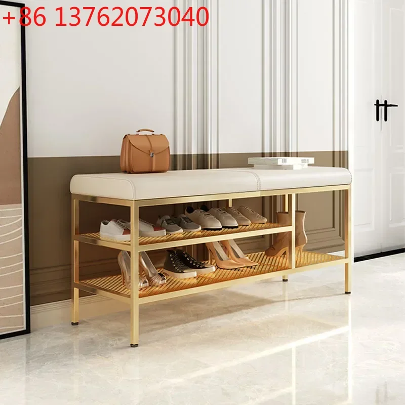 

Long Entryway Bench with Shoe Storage Built in Shoe Rack Padded Seat Multifunctional Hallway Organizer Space Saving Furniture