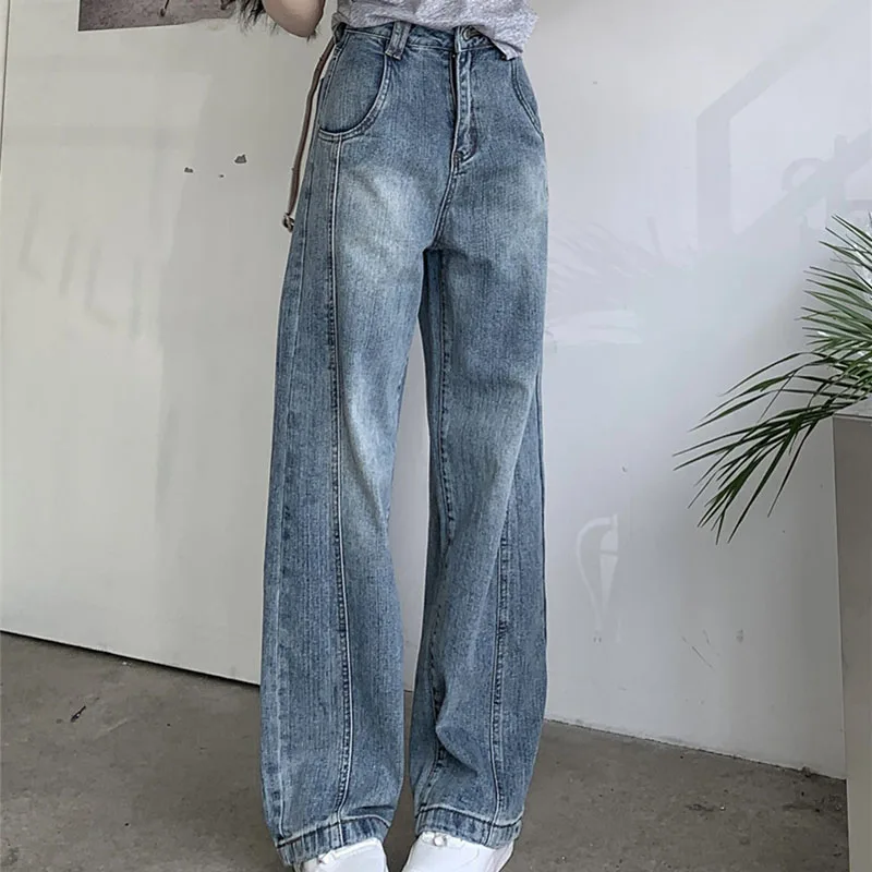 กางเกงยีนส์ทรงกระบอกขาบานสไตล์วินเทจ Y2K สำหรับผู้หญิง ฤดูใบไม้ร่วง 2025 ทรงดงแดมัน ผ้าเดนิมทรงโค้งมน ตัดแบบอเมริกัน ขากว้างยาวคลุมเท้า รุ่น 2614