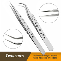 High Precision Industrial Straight Tip Elbow Super Hard Anti-skid Tweezers Antistatic Magnetic Stainless Steel Tweezers