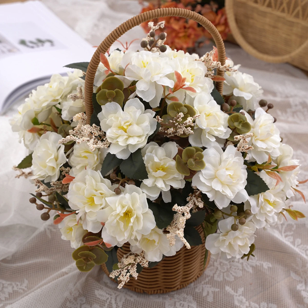 Artificial Flower Scrapbook Silk Cherry Vase Bonsai Home Room Outdoor Decora Festival Wedding Yard Garden Bride Bouquet Diy Gift