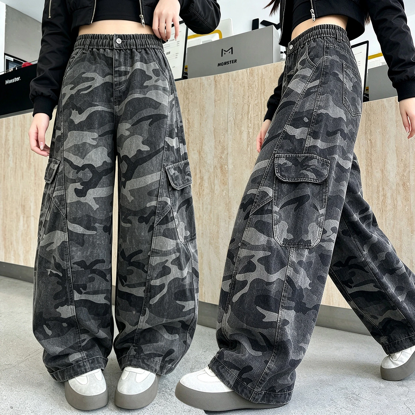 Spring Autumn Children Tactical Camouflage Hunting Cargo Pants for Boy Girl Sweatpants Unisex Kids Loose Casual Street Trousers