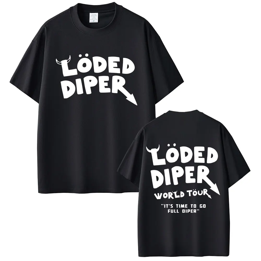 Loded Diper World Tour T-shirt Men Women Clothing Vintage Rock Oversized Short Sleeve T Shirts Men's Casual 100% Cotton T-shirts