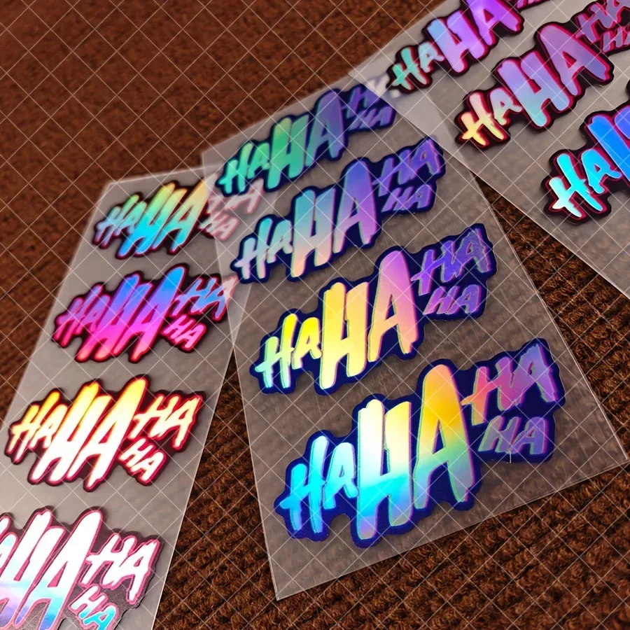 1 conjunto de adesivo holográfico para moto automática "HAHA HA", decalque de texto moderno para motocicleta de carro, acessório de personalização externa