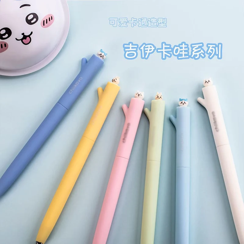 6Pcs/Set Cute Cartoon Ballpoint Pen H0.5mm Black Ink Signature Gel Pens Office School Stationery Supplies children's day gift