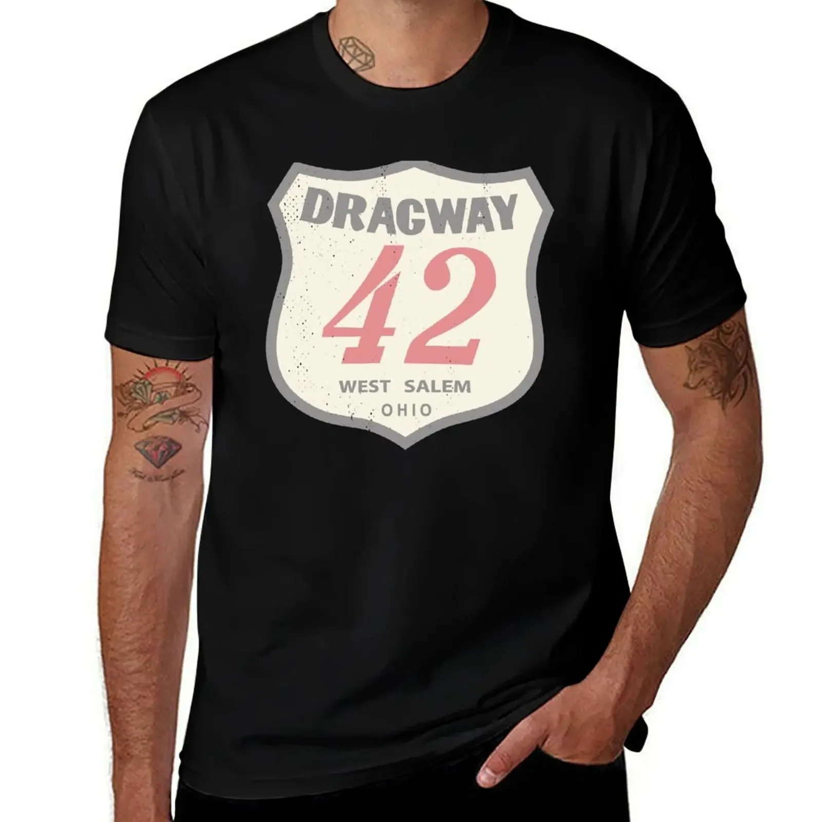 VINTAGE Dragway 42 West Salem, Ohio (Distressed) T-Shirt cheap stuff vintage anime shirt for a boy plain white t shirts men