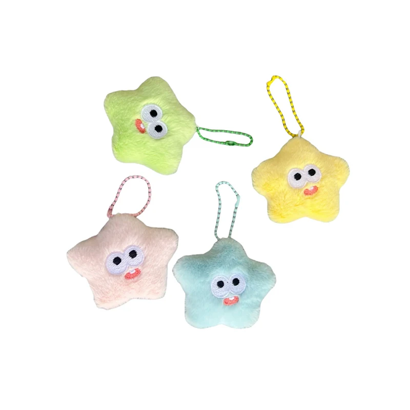 LLavero de estrella de peluche Kawaii, muñeco de peluche suave, colgante para bolso escolar, auriculares, decoración colgante, regalos para pareja