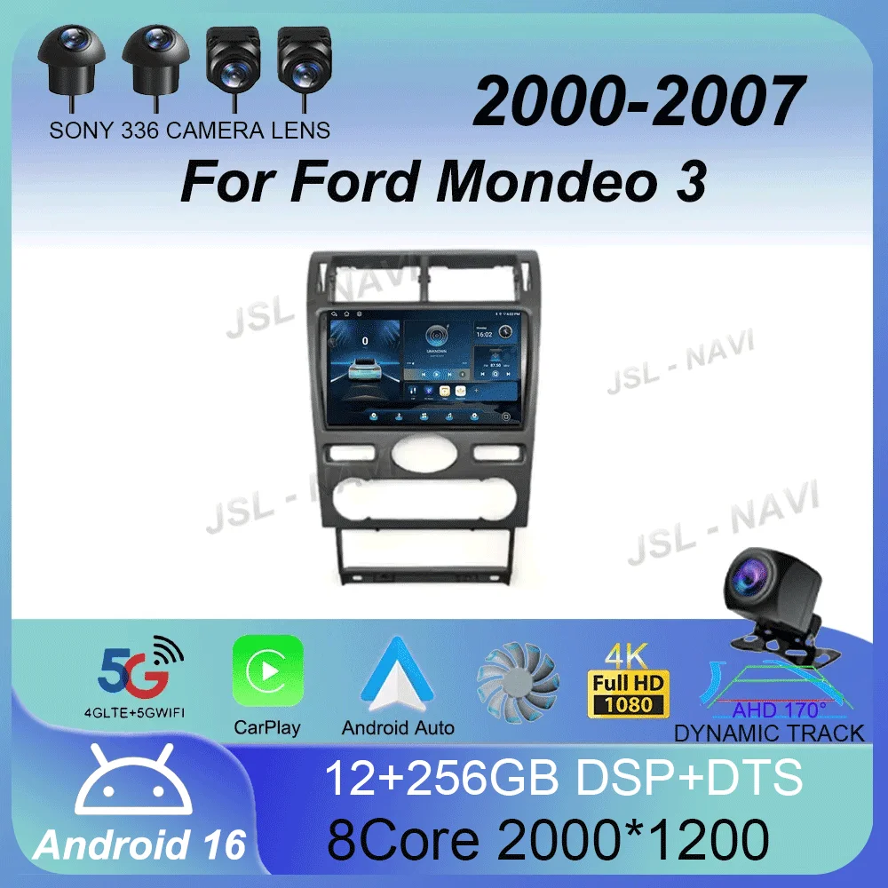 

Android 16 Car Radio For Ford Mondeo 3 2000 -2007 Carplay Multimedia Video Player Navigation Stereo GPS Android Auto Cooling DSP