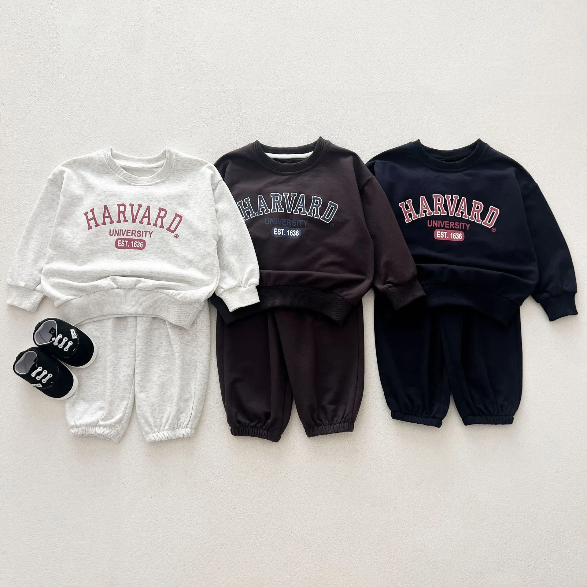 Boys Girls Letter Print Sweatshirt + Sweat Pants 2pcs Suit Kids Casual Outfits 2025 Autumn New Children Long Sleeve Clothes Set