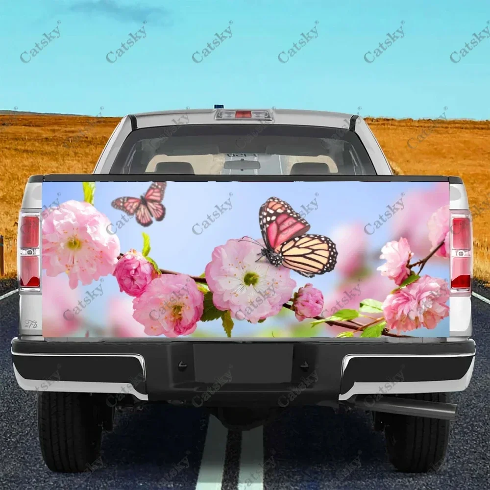 

Универсальная защитная наклейка на багажник автомобиля с бабочкой, розовый цветок, кузов автомобиля, украшение для внедорожника, внедорожника, пикапа