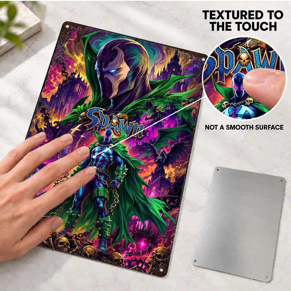 Spawn Cosmic Cape Textured Metal Poster Customized Aluminum Sign Illustrated Wall Art For Creative Studio, Design Lover Gift