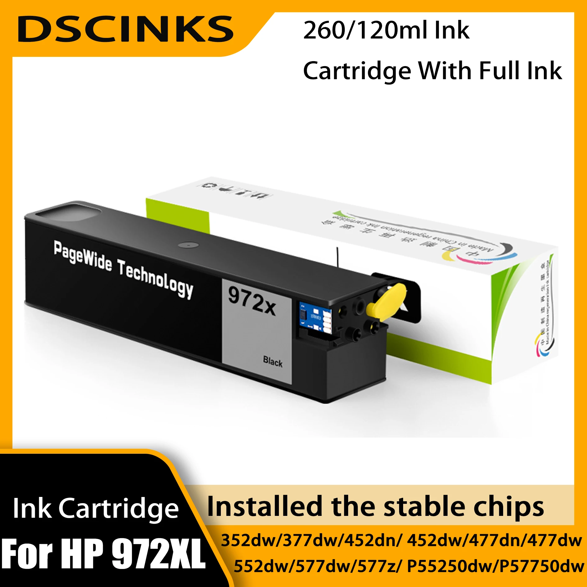 

For 972X 972A Pigment Ink Cartridge For HP PageWide Pro 352DW 377DW 452DN 452DW 477DW 477DW 552DW 577Z 577DW P55250DW P57750DW