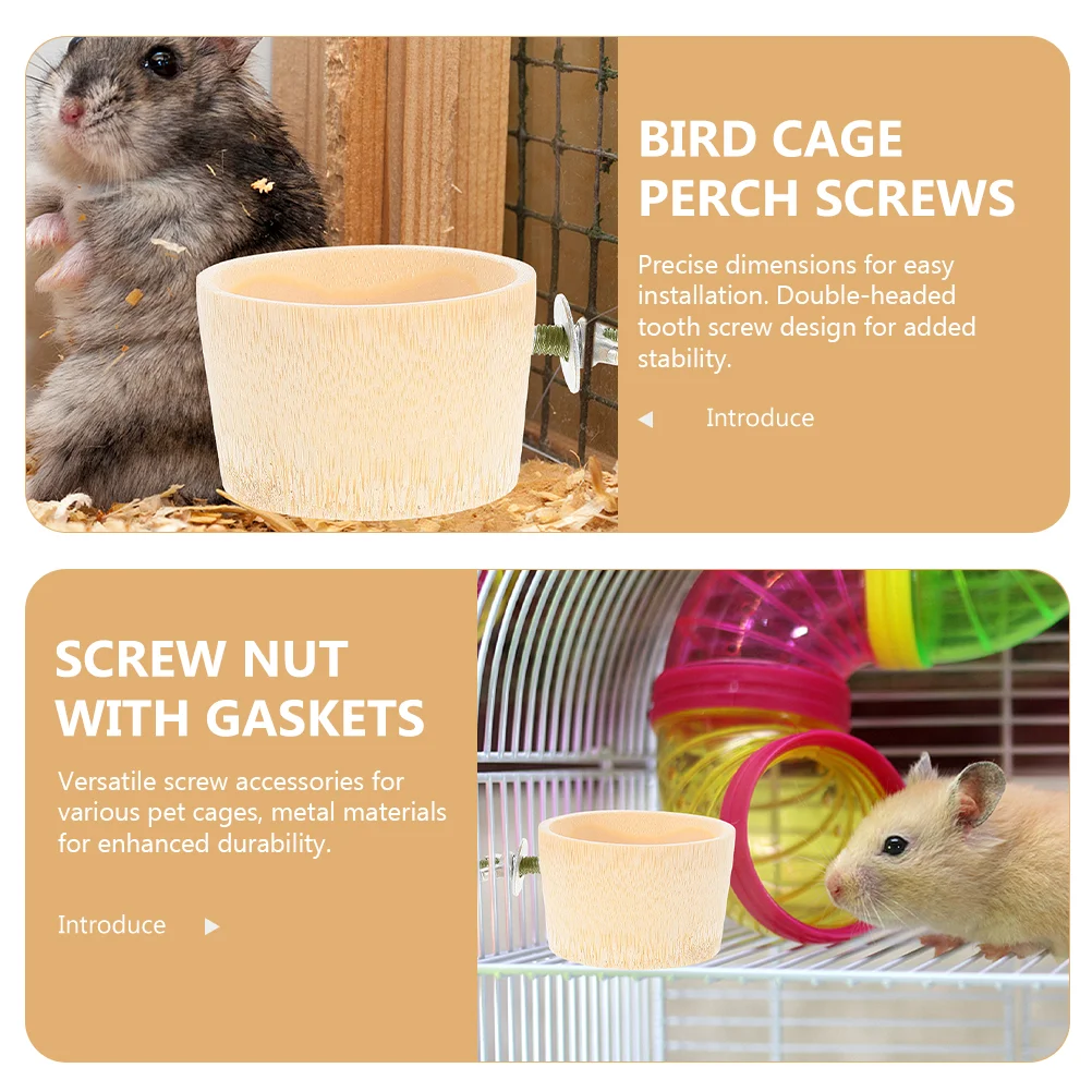 10 Pcs Birdcage Screw Accessories Fix Tool Perch Fixing Standing Board Kits Springboard Screws Silver