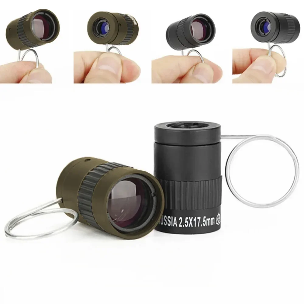 Pocket HD Monocular Telescope Hinking Tactical Mini Handheld Telescope 2.5x17.5 Optical Ultra Miniature Finger Buckle Telescope