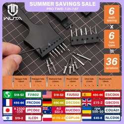 WUTA Multifunctional Leather Hole Punch Round Pricking Iron Stitching Punching Chisel Interchangeable Head Leather Craft Tools
