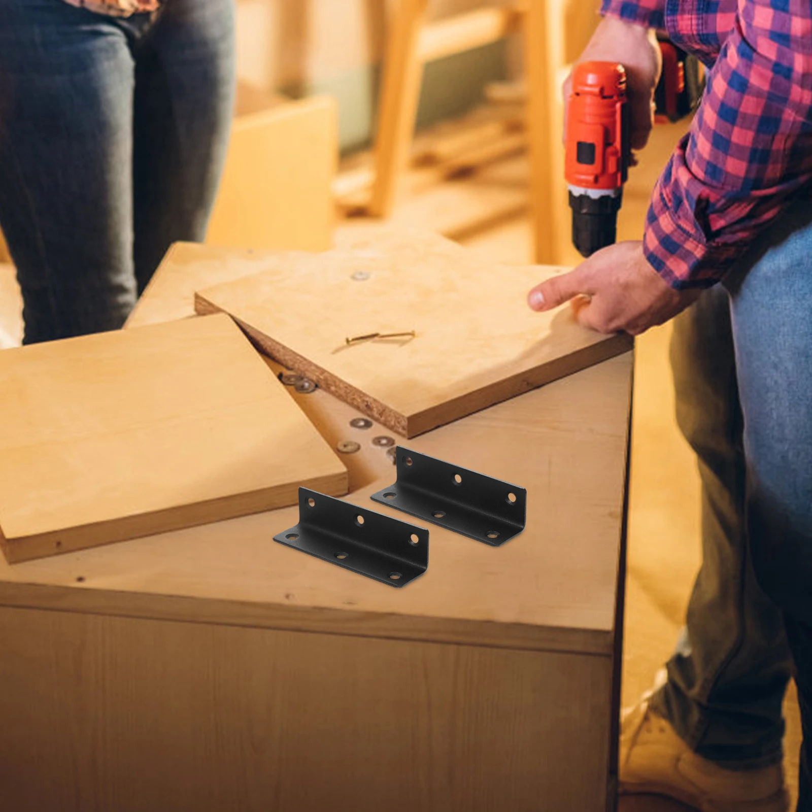 

6pcs Stainless Corner Brackets 27x100 Heavy Duty LShape Angle Bracket for Furniture Cabinet Wood