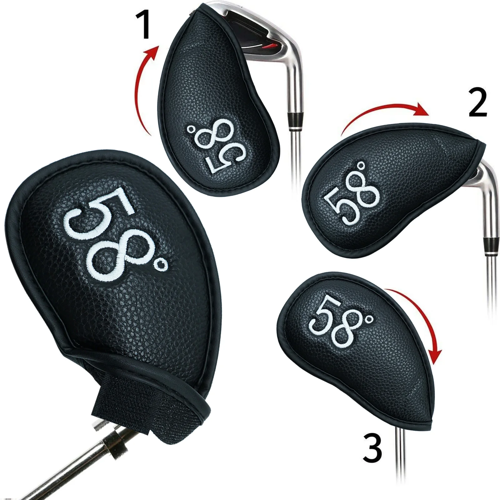 PU Leather Set Golf Irons Head Covers Wedges Iron Club Number Headovers Synthetic Waterproof Cover Protector Drop Shipping
