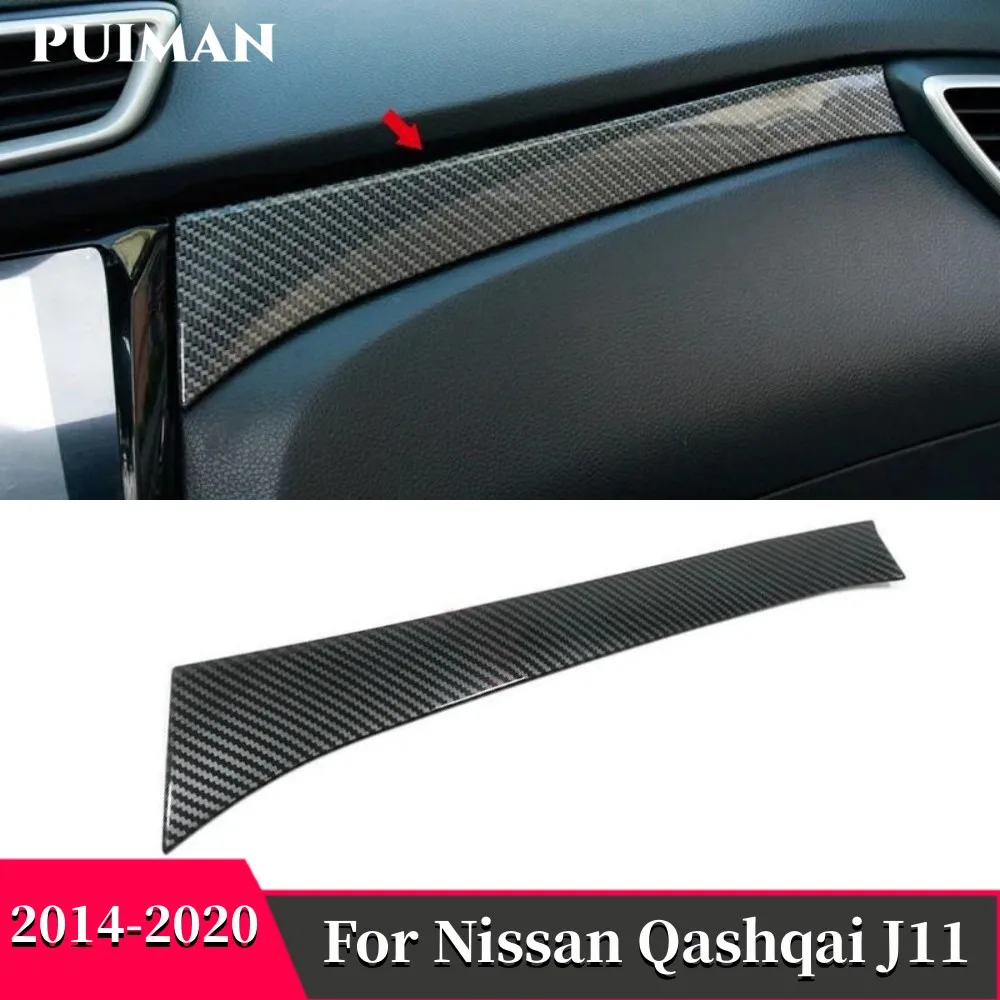 

ABS Carbon Fibre For Nissan Qashqai J11 Rogue Sport 2014-2020 Accessories Car Central Control Panel Strip Cover Trim Car styling