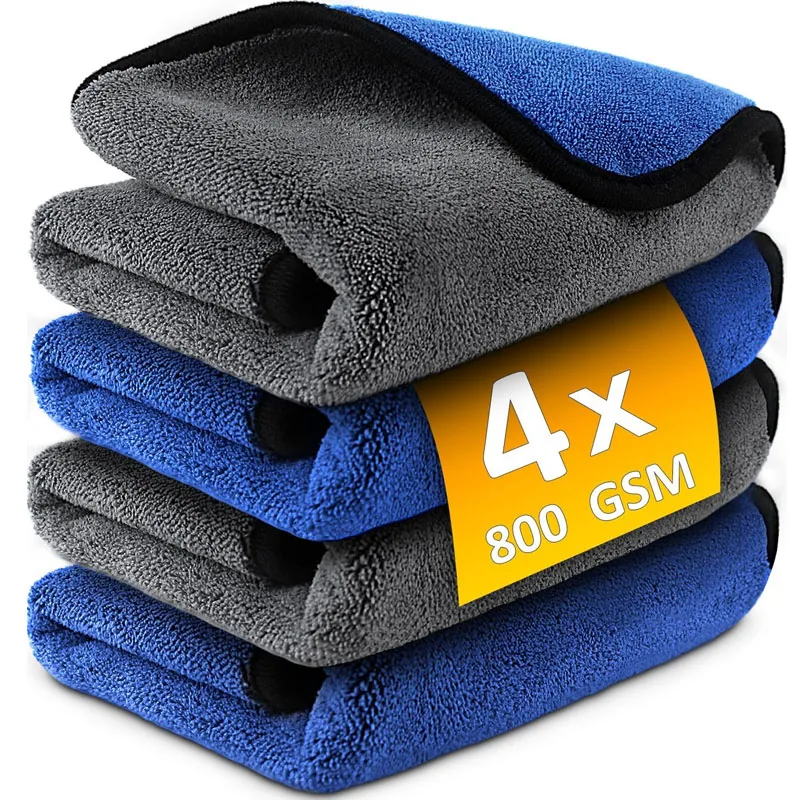 1-4 Toallas de Microfibra Suave para Lavado de Autos, Secado Rápido, Doble Capa, 500GSM, Paños para Ventanas, Espejos y Limpieza del Hogar
