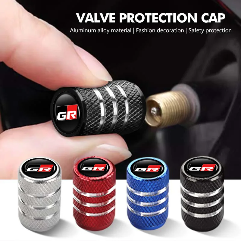 4PCS Car Tire Stem Valve Cap Airdust Waterproof Wheel Tire Valve Rim Stem Cover For Toyota C-HR CHR Logo 2016 2017 2018 2019