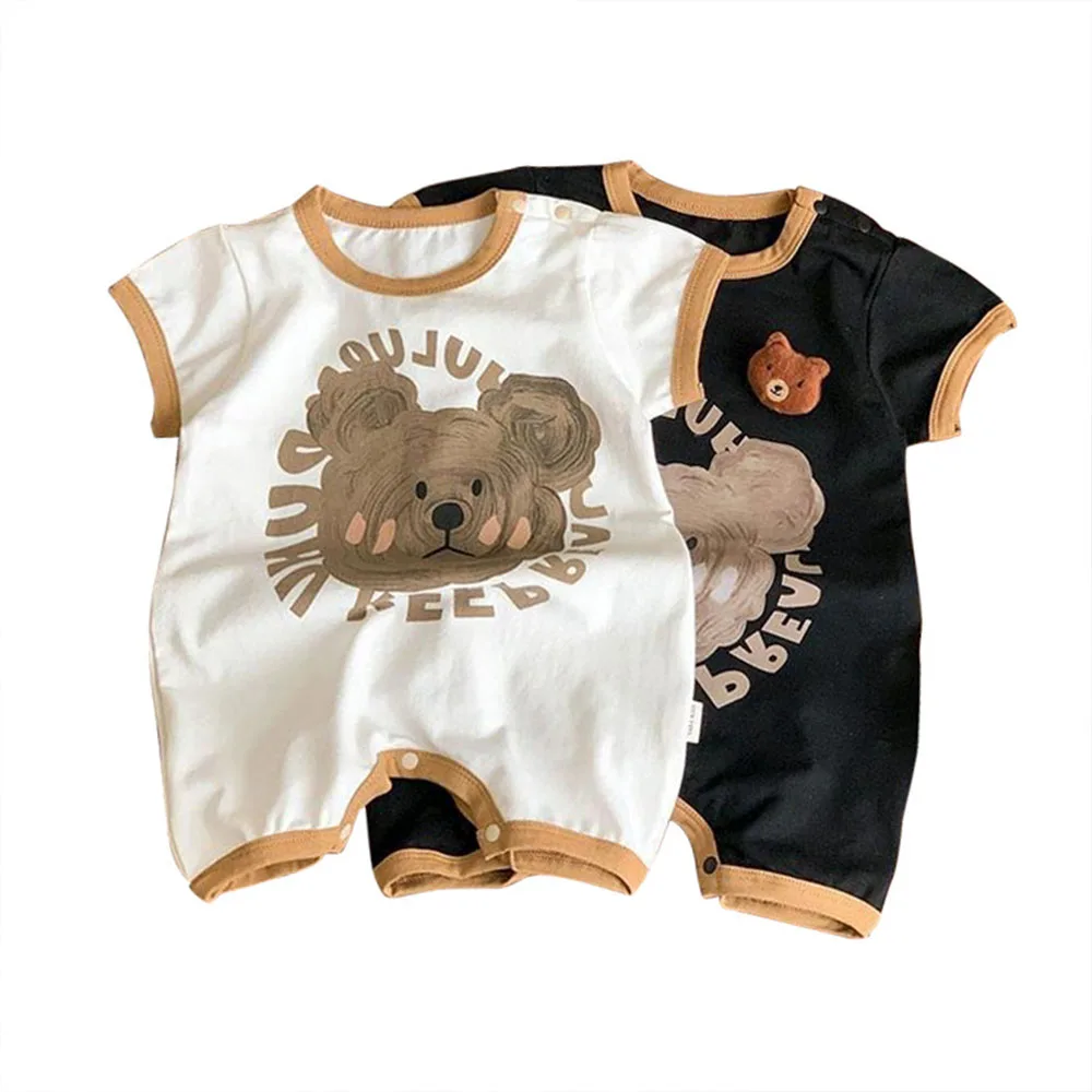 

Newborn Baby Boy Girl Print Romper Unisex Infants Summer Solid Onesie Jumpsuit Outfits Clothes