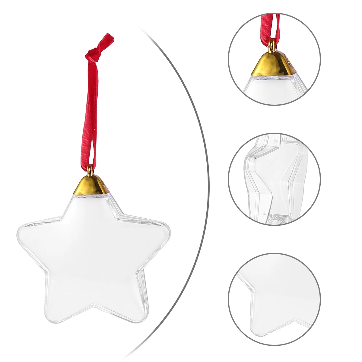 

6pcs Diy Transparent Photo Five-Star Ball Christmas Decor Keepsake Ornament Xmas Tree Hanging Gift Holiday Party New Year