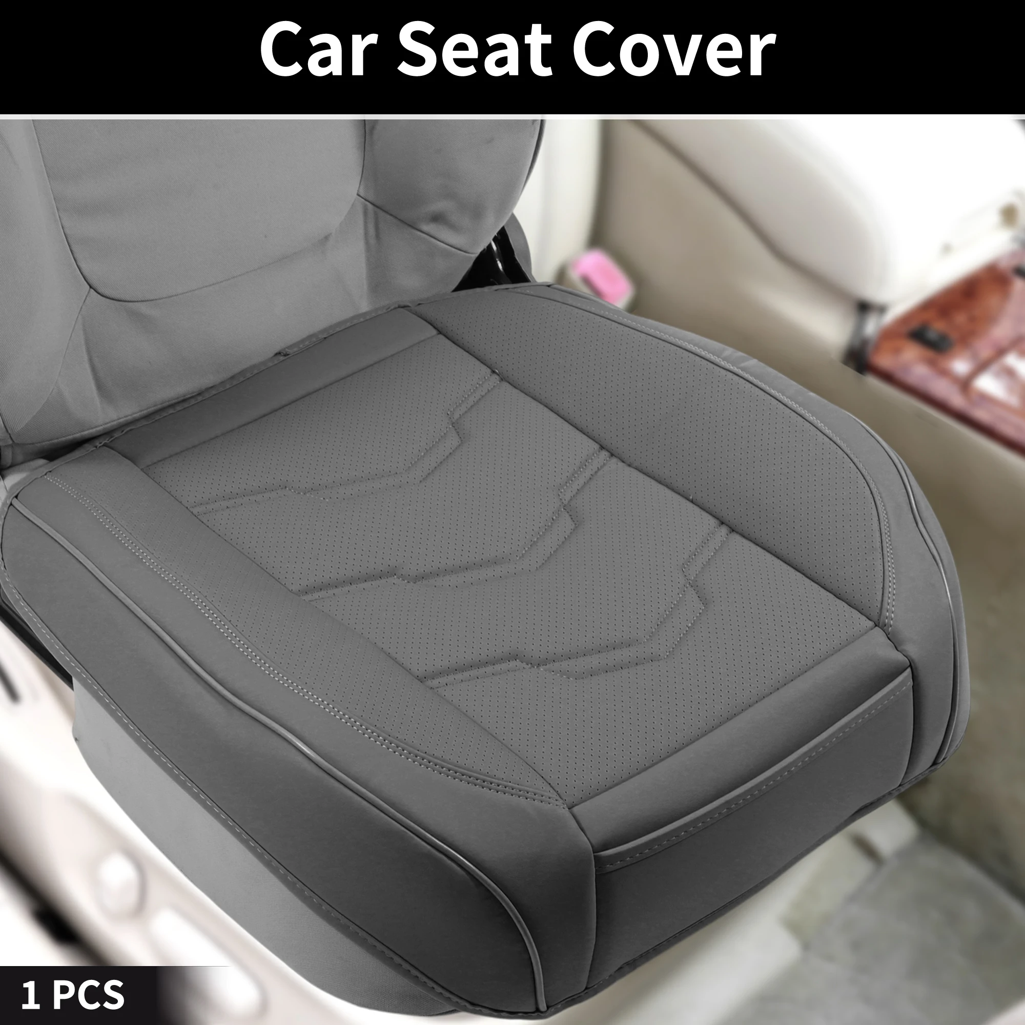 X Autohaux سيارة أسفل غطاء وسادة للمقعد فو الجلود لكمات مضلع نمط شبه ملفوفة ثلاثية الأبعاد وسادة عالمية لسيارة SUV شاحنة #1
