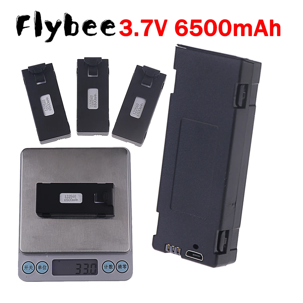 2026 3.7V Li-po Battery For RC Drone E88 E88PRO E99 P1 K3 P10 A13 S98 E525 RC Quadcopter Parts, Upgrade 6500mA 3.7V Battery