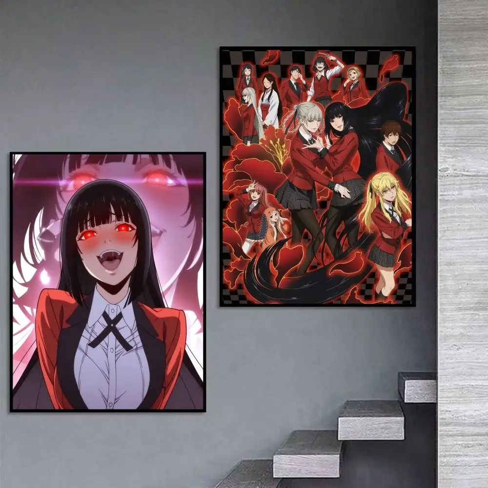 Ambling-Maniac Yumeko Anime K-Kakegurui  Poster Self-adhesive Art Waterproof Paper Sticker Coffee House Bar Room Wall Decor