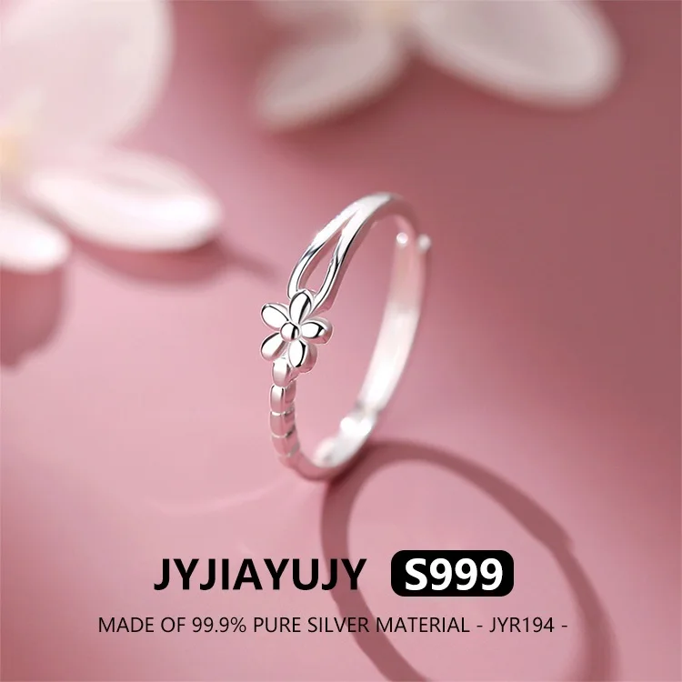 

JYJIAYUJY 100% цельное оригинальное регулируемое кольцо из чистого серебра S99, тонкий круг, маленький цветок, модные ювелирные изделия, подарок на каждый день JYR194