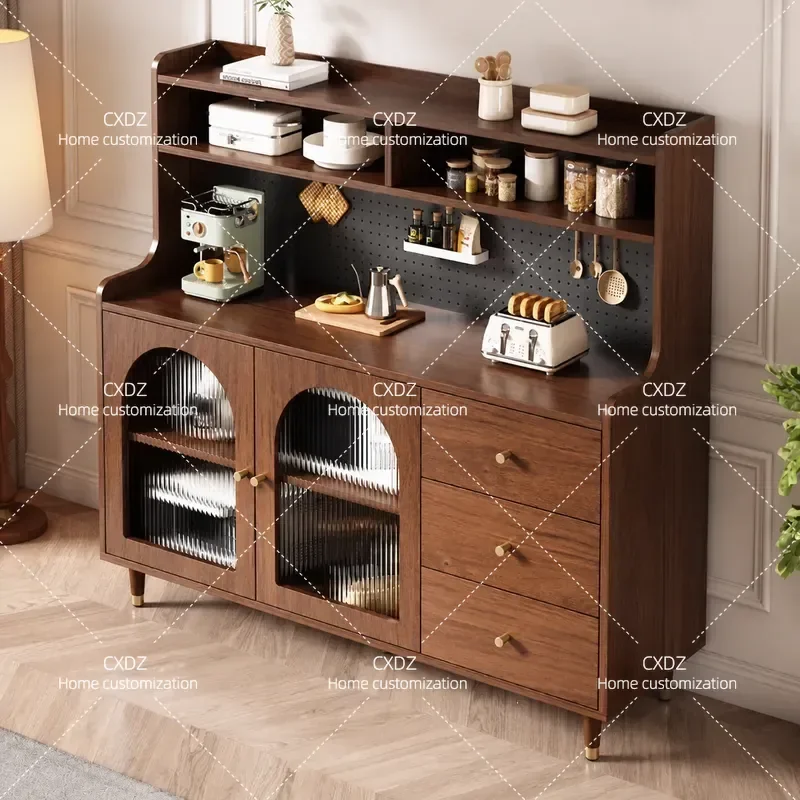 Light Luxury Dining Side Cabinet Multi-functional Cupboard Integrated Living Room Tea Wine Cabinet Retro Simple Wall Kitchen