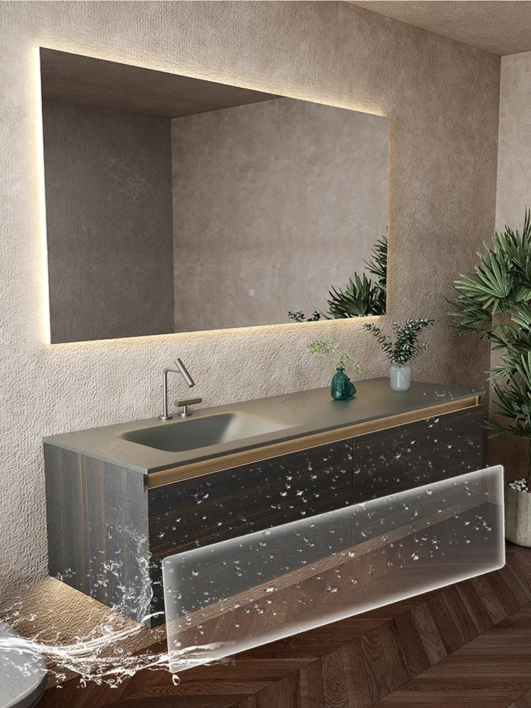 Top quality customized platinum smoked wood bath vanity bathroom vanities with sink smart  Bathroom Vanities Bathroom Sink