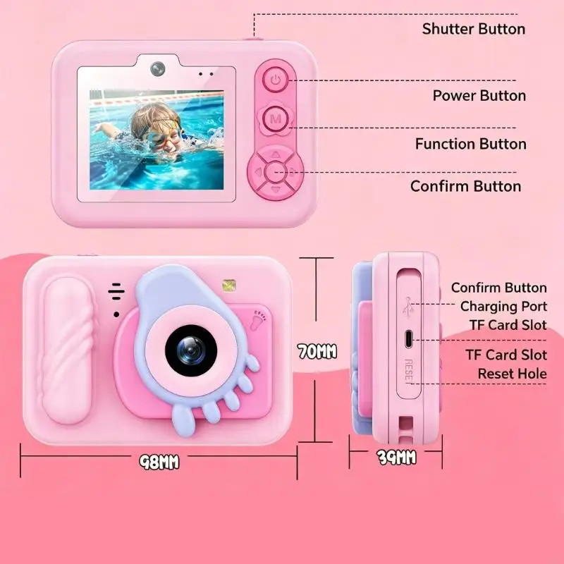 Childrens Discovery Camera 48MP Clear pictures 6CM Display 8X Enlargement Featuring Fun Effects And Stickers Perfect Gift A2UB