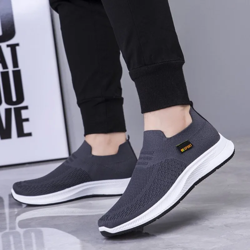 Hommes chaussures de marche tricot maille respirant baskets légères baskets à enfiler hommes chaussu